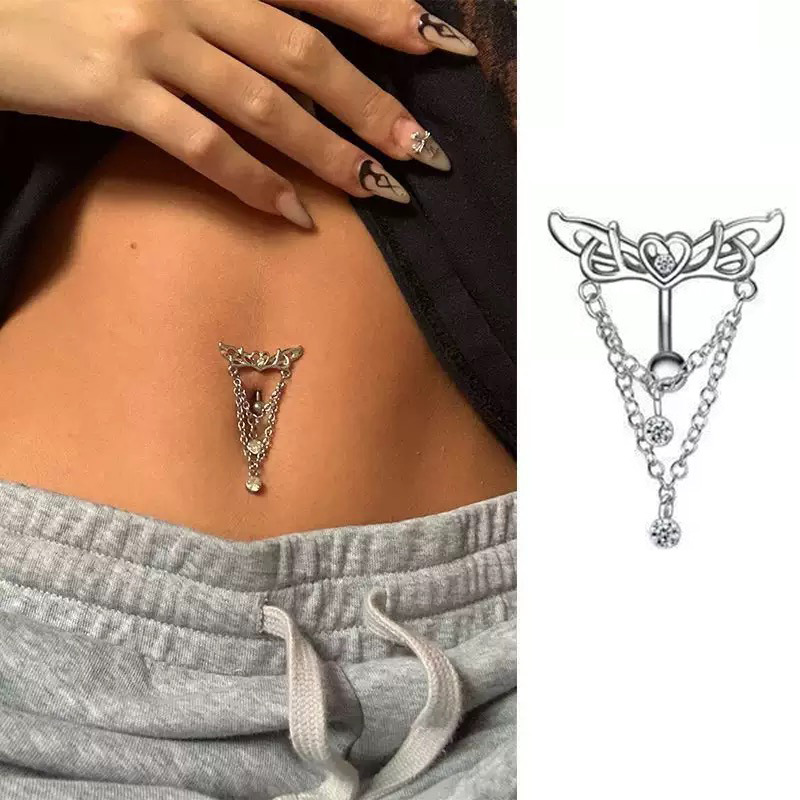 Body Jewelry Trend - Love Wings Chain Pendant Navel Nail