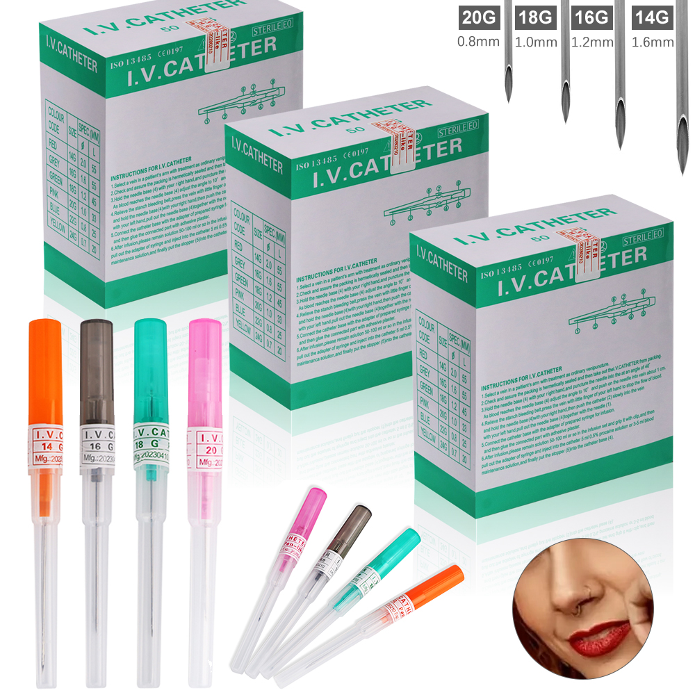 Body Jewelry Stickers - Sterile Disposable Piercing Needles 14G/16G/18G/20G Puncture