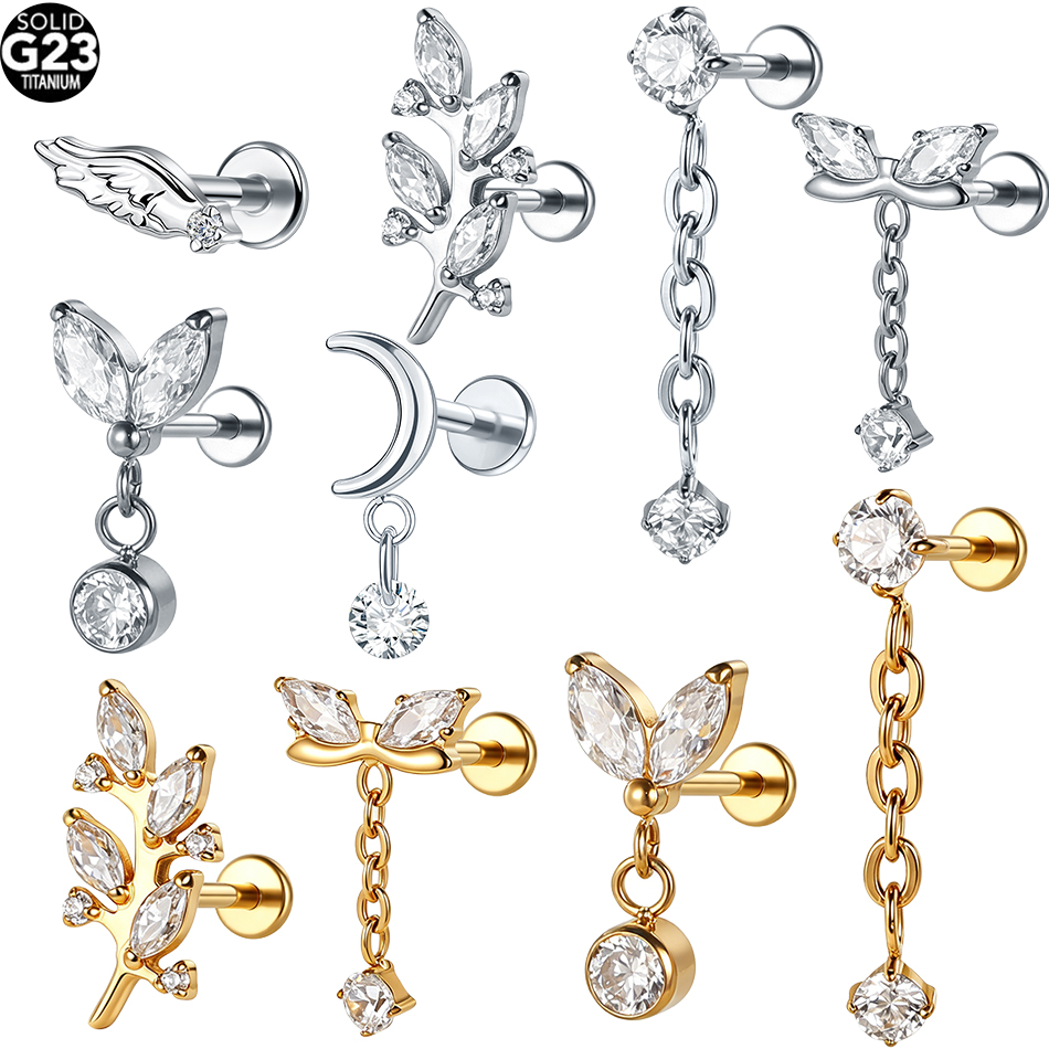 Body Jewelry Helix - 1Pcs ASTM F136 Titanium 16G Dangle
