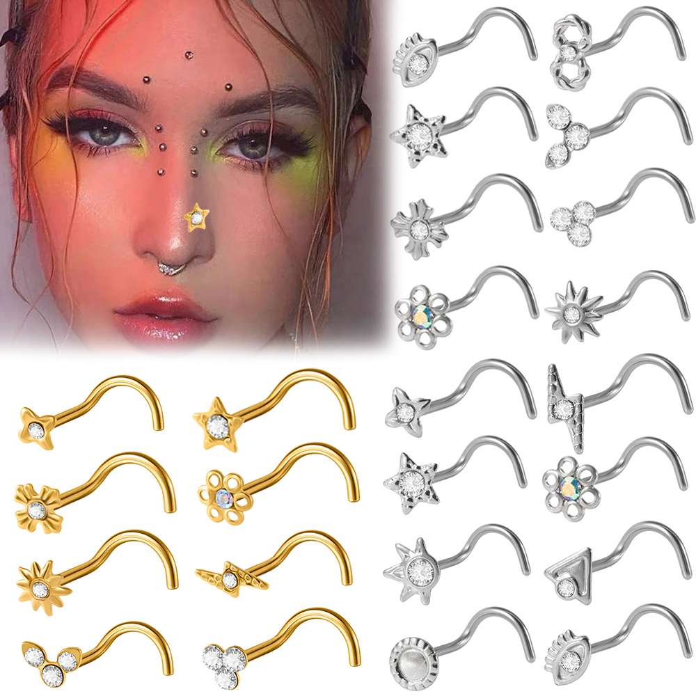 Body Jewelry Etc - 1-15PCS Stainless Steel Nose Stud Cross