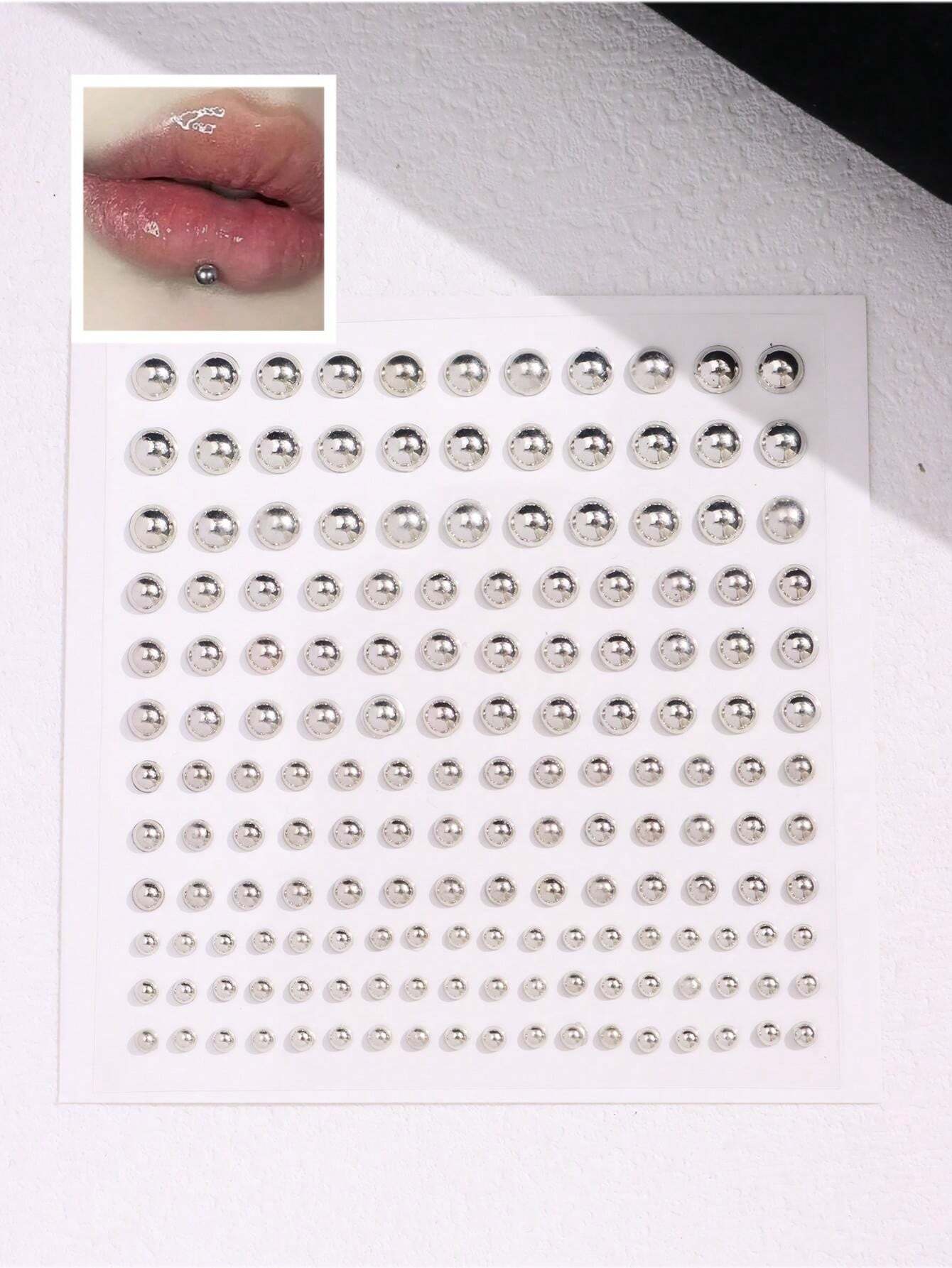 Body Jewelry Stickers - 165pcs/Set 3-6mm Silver Plated Acrylic Fake