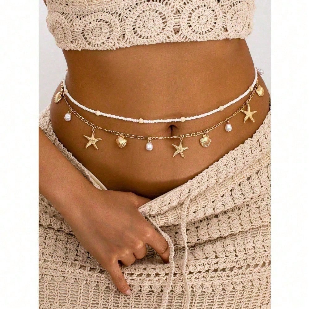 Body Chain Jewelry - 2pcs Bohemian Style Ocean Series Shell