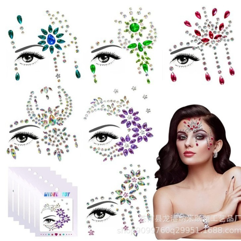 Body Jewelry Stickers - Acrylic Resin Face Gems Rhinestone Eye