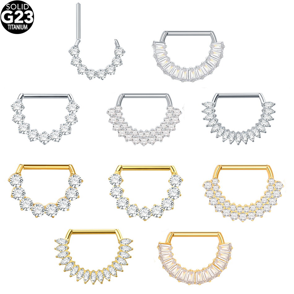 Body Jewelry Nipple Rings - 1Pc G23 Titanium CZ Zircon D