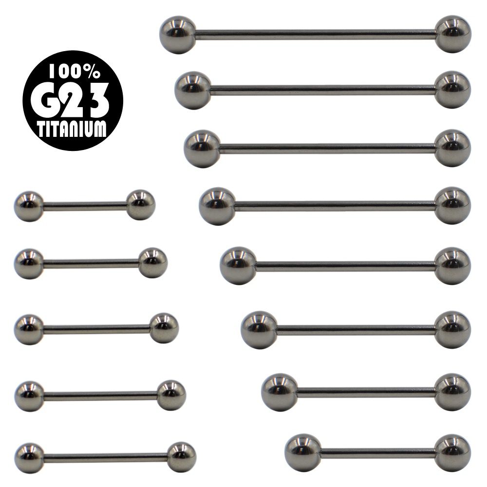 Body Jewelry Nipple Rings - G23 Solid Titanium Barbell Ring Tongue