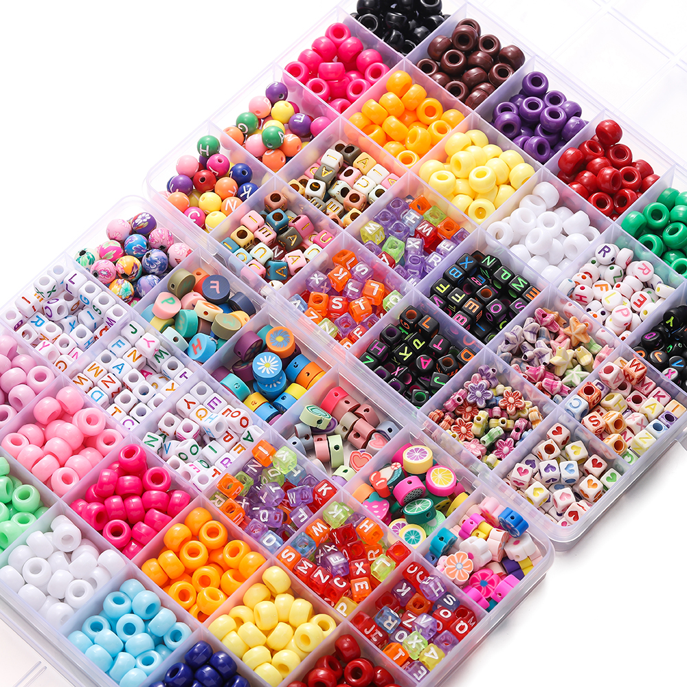 Body Jewelry Organizer - 680pcs/Box Colorful Acrylic Pony Bead Square