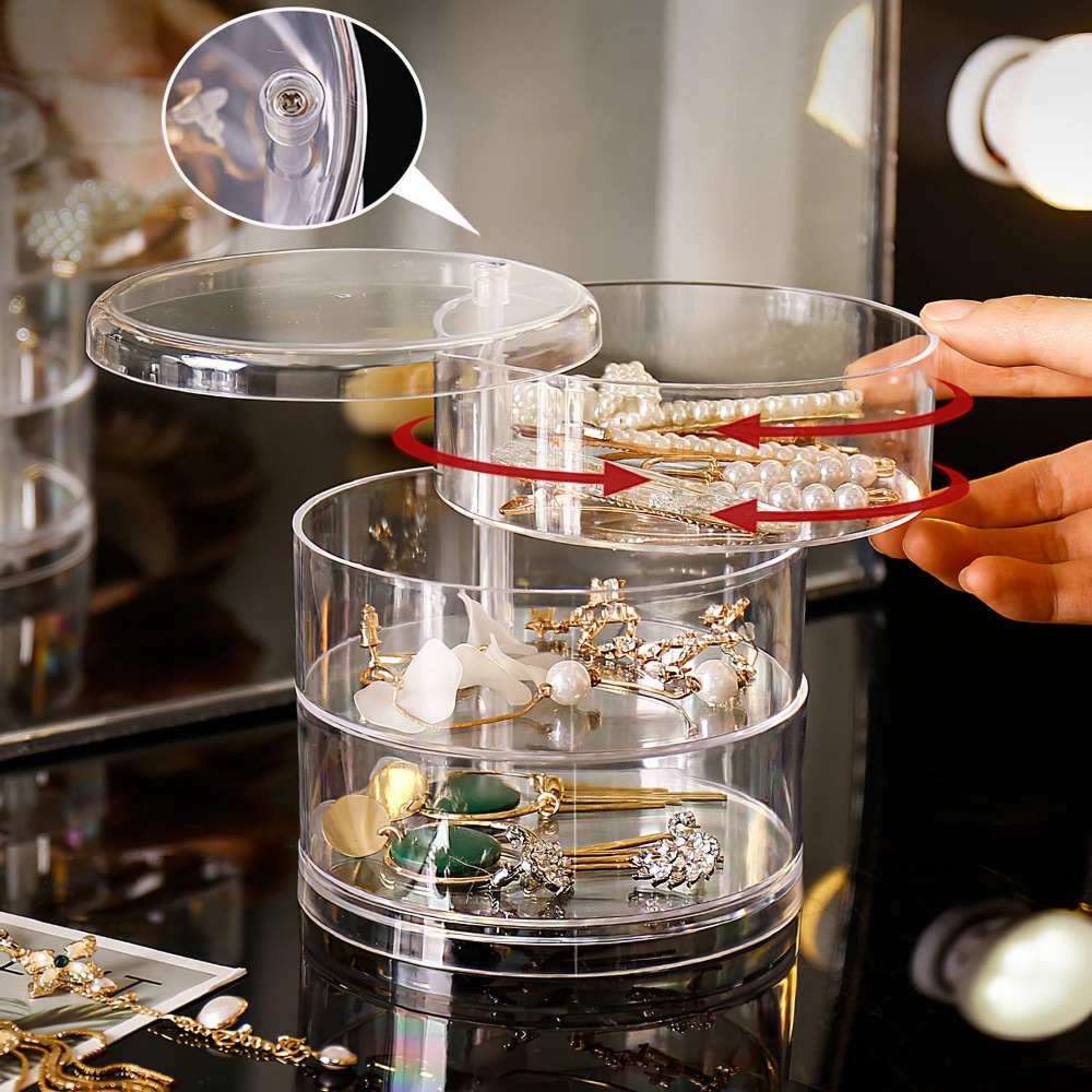 Body Jewelry Organizer - 360 Rotating Jewelry Organizer Clear Plastic