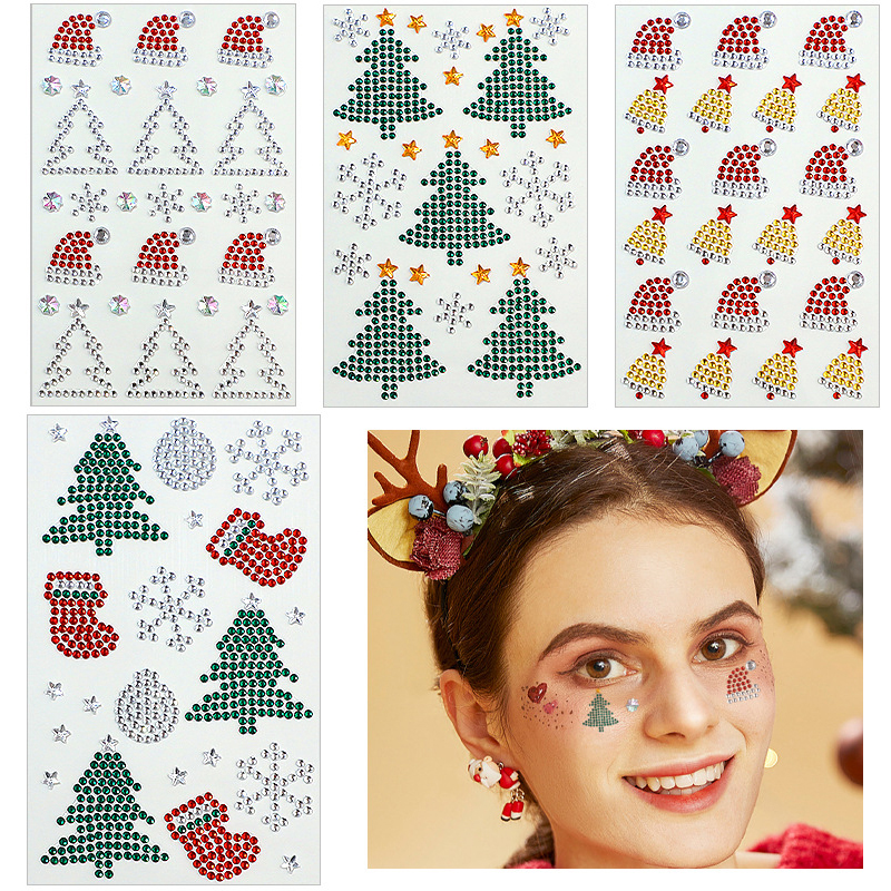 Body Jewelry Stickers - Christmas Makeup White Snowflake Christmas Tree