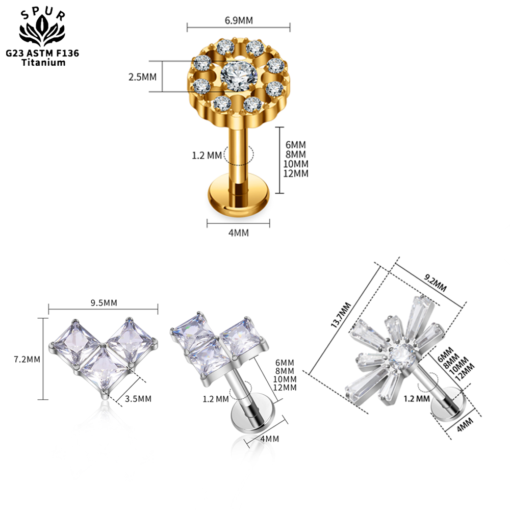 SPUR 16G ASTM F136 Titanium CZ - đánh giá và giá Body Jewelry Co