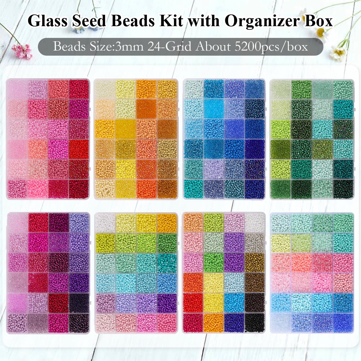 5200pcs 3mm Glass Seed Beads K - đánh giá và giá Body Jewelry Organizer
