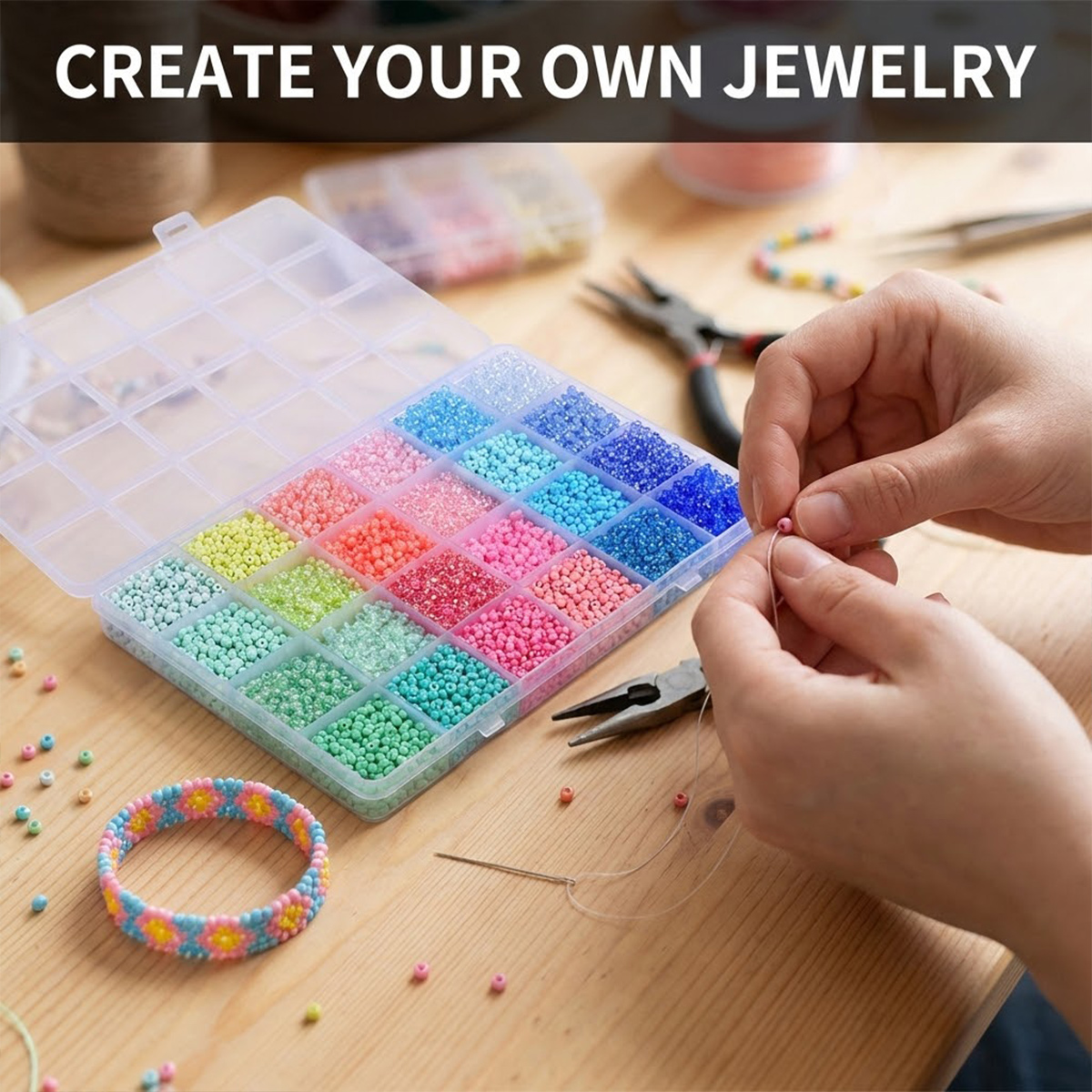 5200pcs 3mm Glass Seed Beads K - đánh giá và giá Body Jewelry Organizer