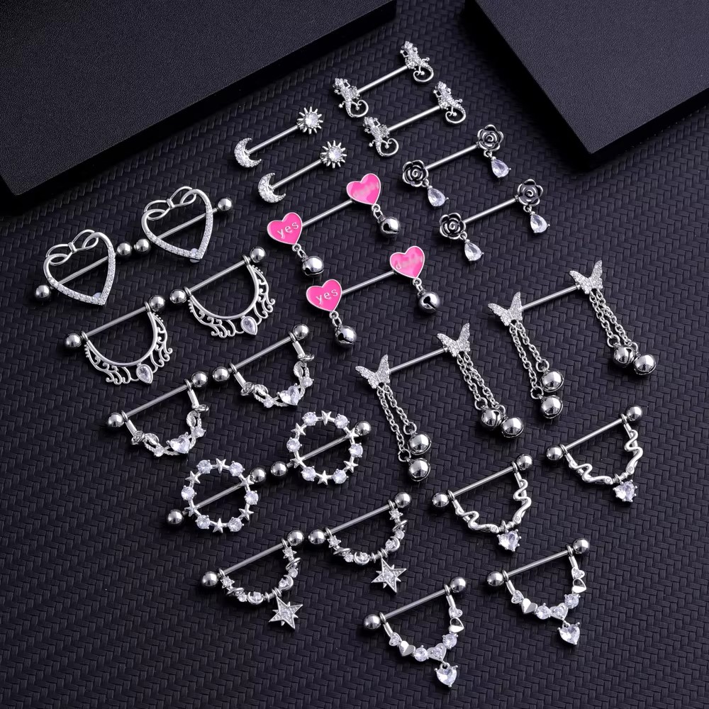 2pcs Mixed-style Lettering Flo - đánh giá và giá Body Jewelry Nipple Rings