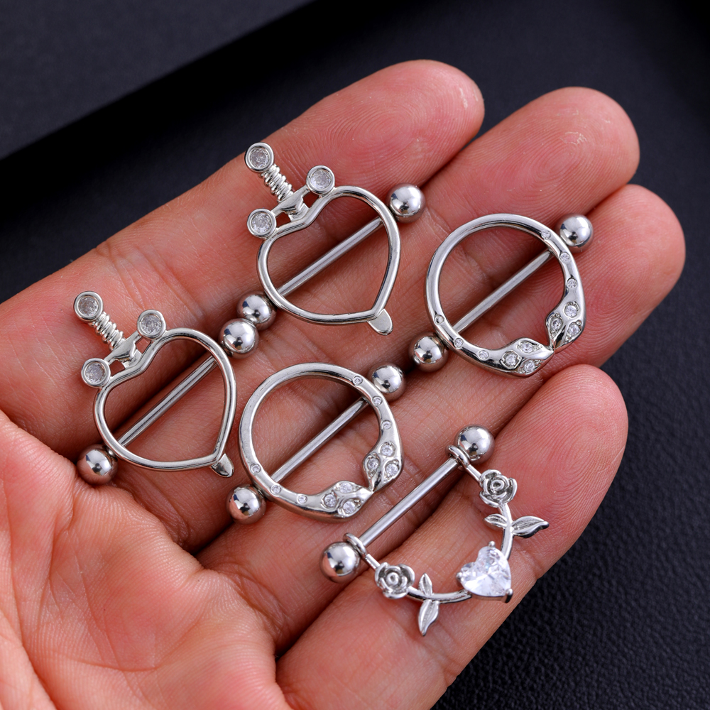 2pcs Mixed-style Lettering Flo - đánh giá và giá Body Jewelry Nipple Rings