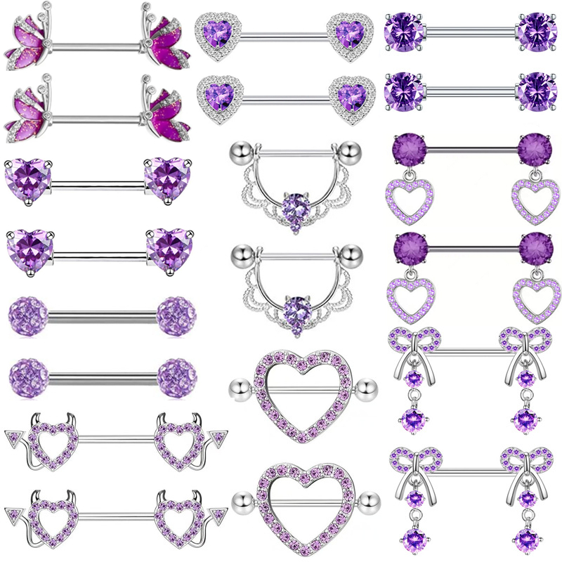 Purple Butterlfy  Nipple Pierc - đánh giá và giá Body Jewelry Nipple Rings