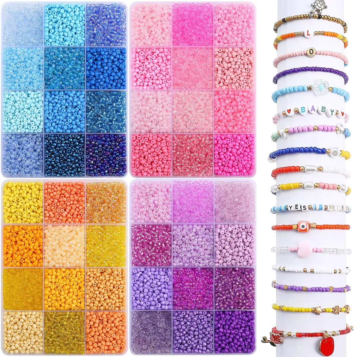 3600pcs 3mm Glass Seed Beads,  - đánh giá và giá Body Jewelry Organizer
