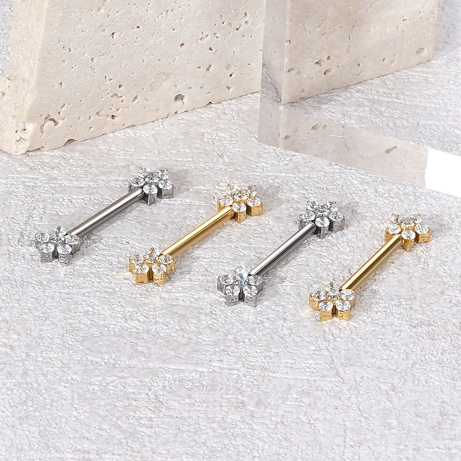 1Pc Titanium Flower Nipple Pie - đánh giá và giá Body Jewelry Nipple Rings