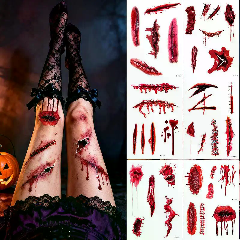 1 Sheets Halloween Scar Tattoo - đánh giá và giá Body Jewelry Stickers