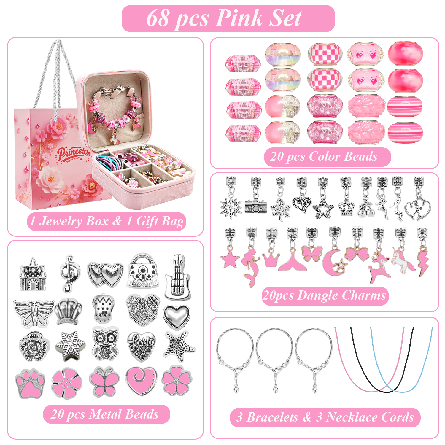 68pcs pink beaded jewelry set, - đánh giá và giá Body Jewelry Organizer