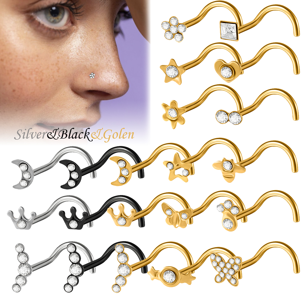 1-15PCS Surgical Steel Nose St - đánh giá và giá Body Jewelry Etc