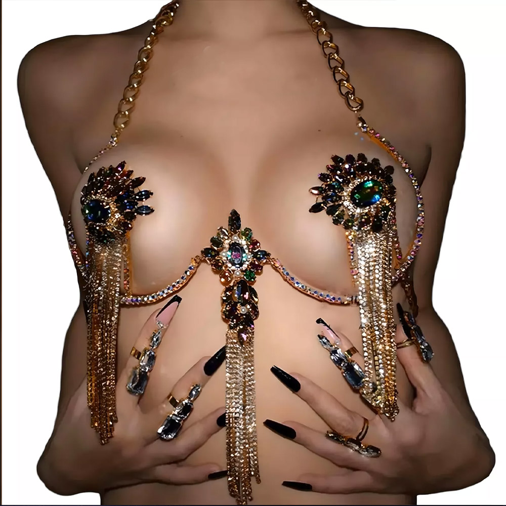 Sexy Tassel Color Crystal Ches - đánh giá và giá Body Jewelry Nipple Rings